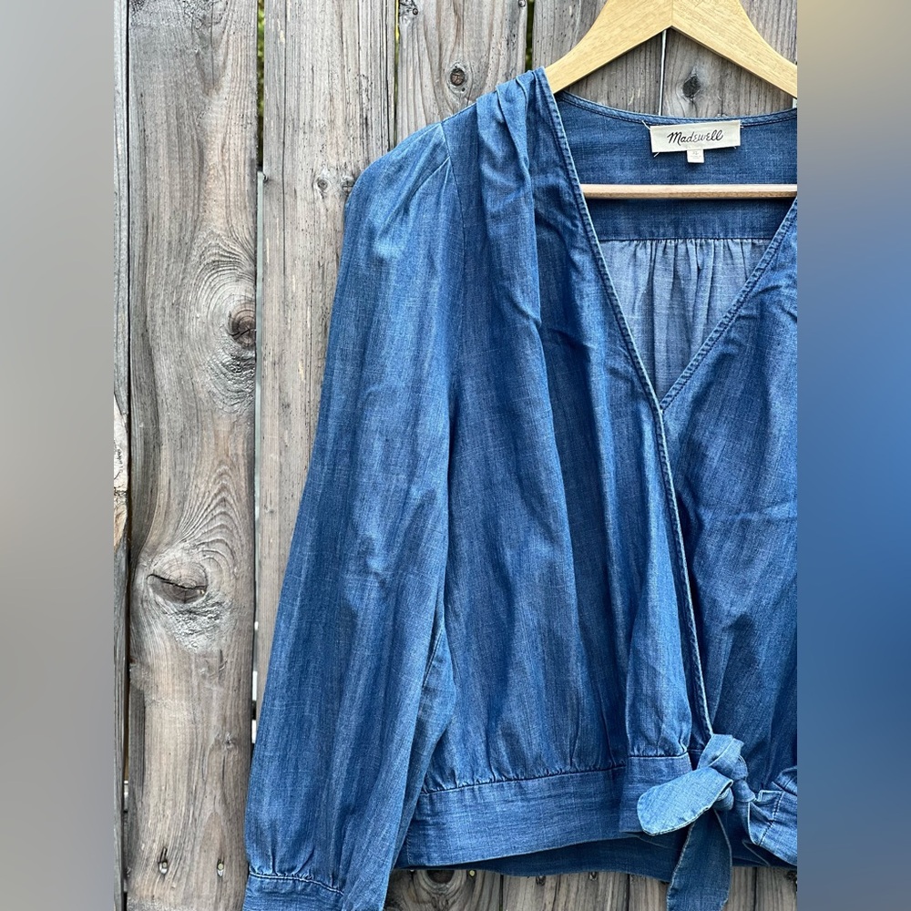 Madewell Denim Wrap Top - Picture 7 of 12